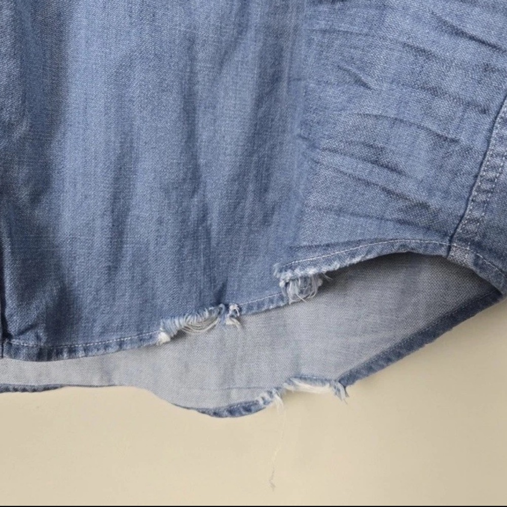 Frank & Eileen Womens Eileen Button Up Top Size M Blue Distressed Denim Shirt - Picture 6 of 10